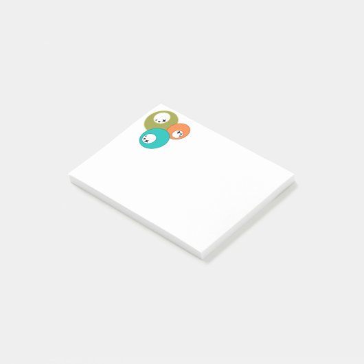 Midden-eeuw moderne bowlingballen post-it® notes (Schuin)