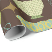 Midden eeuw moderne bruine theekopje cadeaupapier (Rol Hoek)