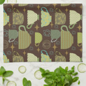 Midden eeuw moderne bruine theekopje theedoek (Gevouwen)