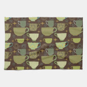 Midden eeuw moderne bruine theekopje theedoek (Horizontaal)