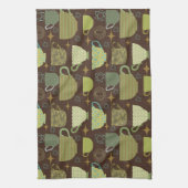 Midden eeuw moderne bruine theekopje theedoek (Verticaal)