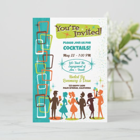 Midden-eeuw moderne cocktail party uitnodigingen (Staand voorkant)