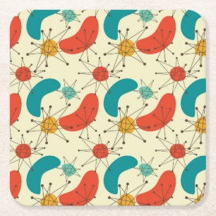 Midden-eeuw moderne diamant Starburst atomic Kartonnen Onderzetters