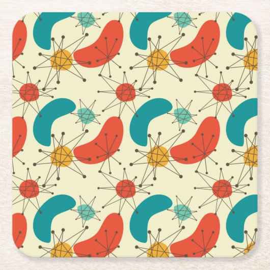 Midden-eeuw moderne diamant Starburst atomic Kartonnen Onderzetters (Voorkant)