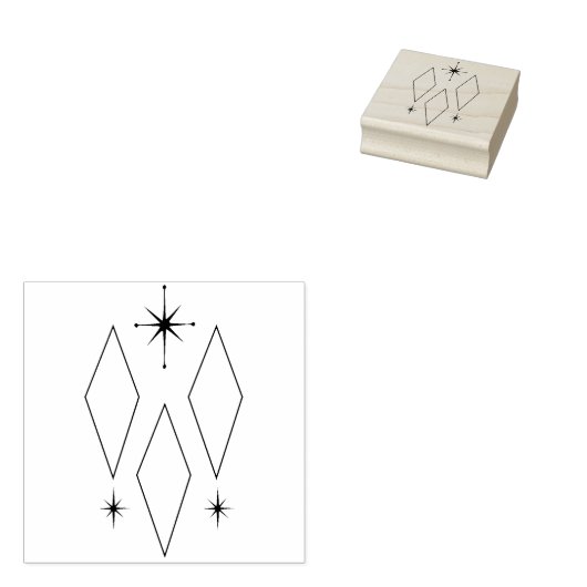 Midden eeuw moderne diamanten Starburst illustrati Rubberstempel (Gestempeld)