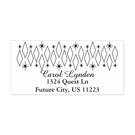 Midden eeuw moderne diamanten sterrenbeelden adres rubberstempel (Afrduk)