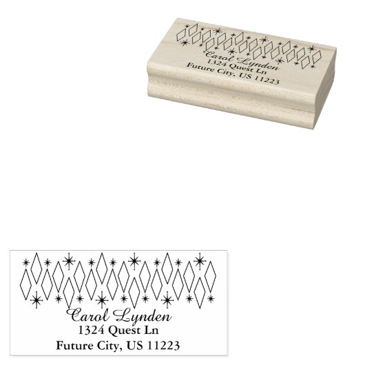 Midden eeuw moderne diamanten sterrenbeelden adres rubberstempel (Gestempeld)