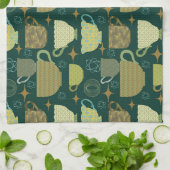 Midden eeuw moderne donkergroene theekopje theedoek (Gevouwen)