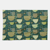 Midden eeuw moderne donkergroene theekopje theedoek (Horizontaal)