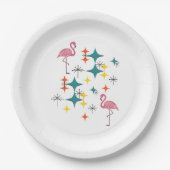 Midden eeuw moderne Eames Atomic Flamingo's Diaman Papieren Bordje (Voorkant)