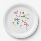 Midden eeuw moderne Eames atoomtijdperk roze flami Papieren Bordje (Voorkant)