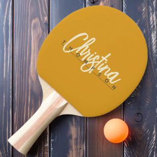 Midden-eeuw moderne gebrande boterbloem geschilder tafeltennisbatje