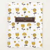 Midden eeuw Moderne Gele Bloemen Patroon Kalender Planner (Voorkant)