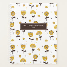 Midden eeuw Moderne Gele Bloemen Patroon Kalender