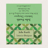 Midden eeuw moderne geometrische aangepaste groen visitekaartje (Buitenkant ongevouwen)