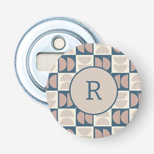 Midden eeuw moderne geometrische button flesopener (Voorkant)