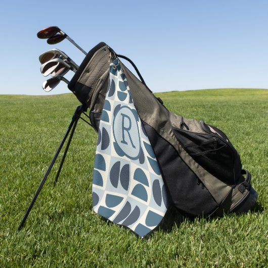 Midden eeuw moderne geometrische golfhanddoek (Groen)