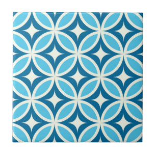 Midden eeuw moderne geometrische marine blauw tegeltje