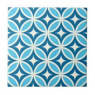 Midden eeuw moderne geometrische marine blauw tegeltje
