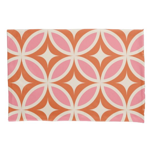 Midden eeuw moderne geometrische patroon roze oran kussensloop (Voorkant)