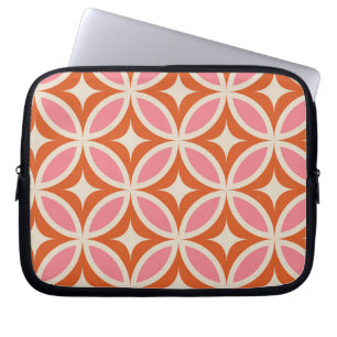 Midden eeuw moderne geometrische patroon roze oran laptop sleeve