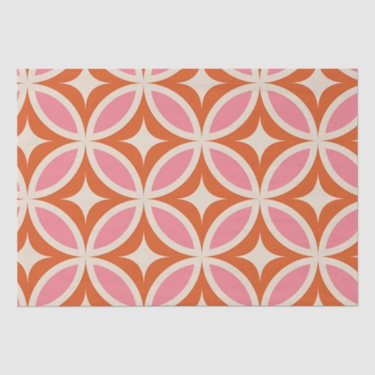 Midden eeuw moderne geometrische patroon roze oran tissuepapier (Voorkant)
