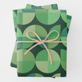 Midden eeuw moderne geometrische vormen groen inpakpapier vel (In situ)