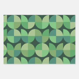 Midden eeuw moderne geometrische vormen groen inpakpapier vel