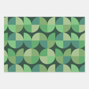Midden eeuw moderne geometrische vormen groen inpakpapier vel