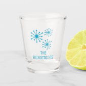 Midden eeuw moderne gepersonaliseerde atoomtijd re shot glas (Voorkant)