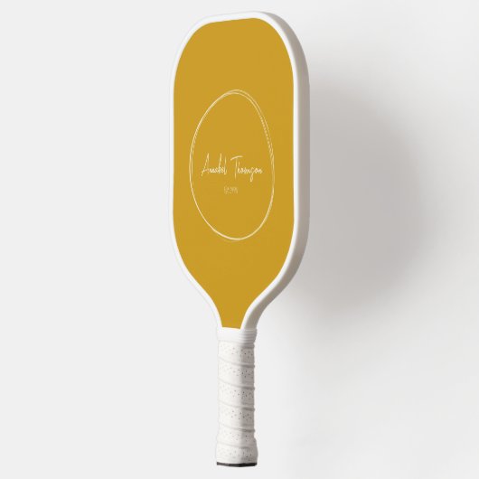 Midden-eeuw moderne gouden oker | Scriptnaam Pickleball Paddle (Links)