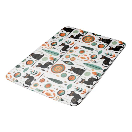 Midden eeuw Moderne Grappige Ruimte Katten Badmat (Gekanteld)