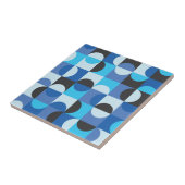 Midden eeuw moderne halve cirkels blauw turqouise tegeltje (Zijkant)