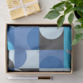 Midden eeuw moderne halve cirkels blauw turqouise tissuepapier (Geschenk)