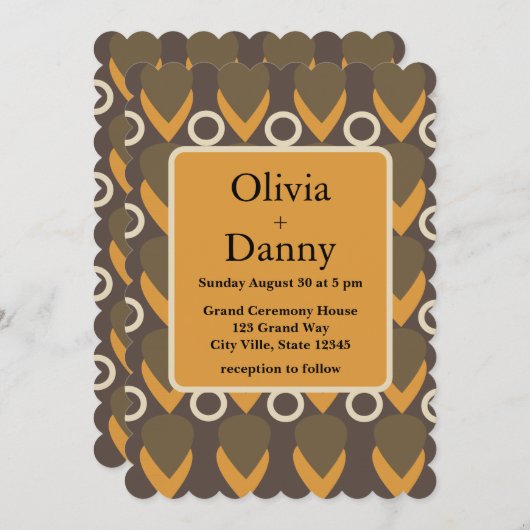 Midden eeuw moderne hedendaagse bruiloft kaart (Voorkant / Achterkant)