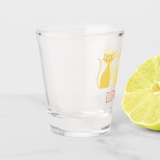 Midden eeuw Moderne katten gepersonaliseerd Shot Glas (Links)