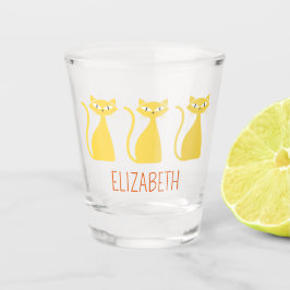 Midden eeuw Moderne katten gepersonaliseerd Shot Glas