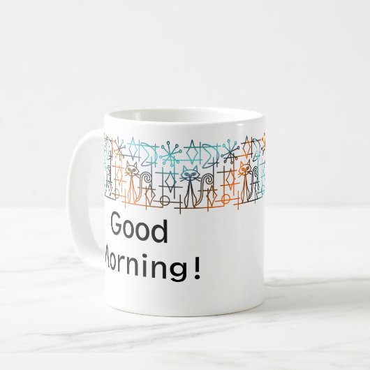 Midden-eeuw moderne katten gepersonaliseerde mok (Voorkant links)