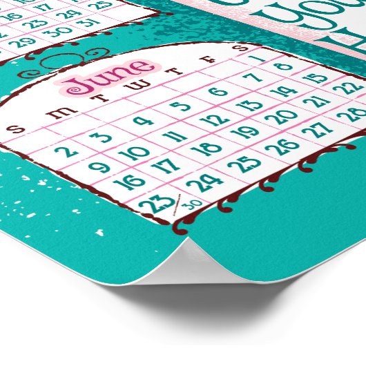 Midden-eeuw moderne katten kalender 2024 poster (Hoek)