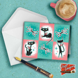 Midden-eeuw Moderne Katten Notitiekaarten