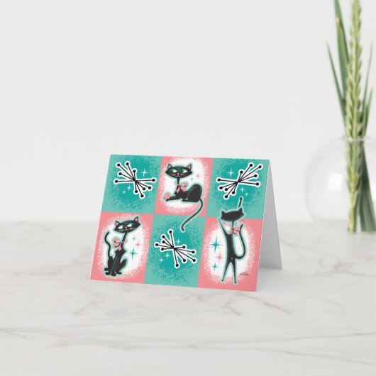 Midden-eeuw Moderne Katten Notitiekaarten (Voorkant)