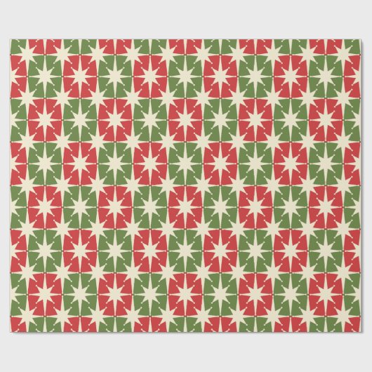 Midden eeuw Moderne Kerst Retro Starbursts Cadeaupapier (Vlak)