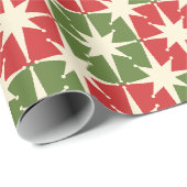 Midden eeuw Moderne Kerst Retro Starbursts Cadeaupapier (Rol Hoek)