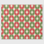 Midden eeuw Moderne Kerst Retro Starbursts Cadeaupapier (Vlak)