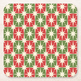 Midden eeuw Moderne Kerst Retro Starbursts Kartonnen Onderzetters