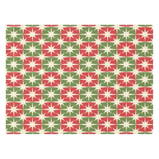 Midden eeuw Moderne Kerst Retro Starbursts Tafelkleed (Voorkant (Horizontaal))