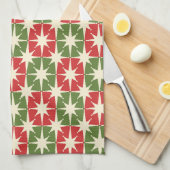 Midden eeuw Moderne Kerst Retro Starbursts Theedoek (Quarter Fold)