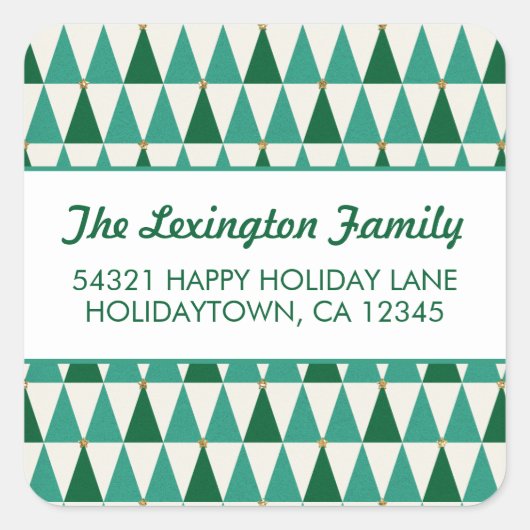 Midden eeuw moderne kerstbomen Adres Vierkante Sticker (Voorkant)