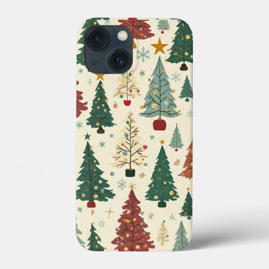 Midden-eeuw moderne kerstboom patroon Case-Mate iPhone case (Achterkant)