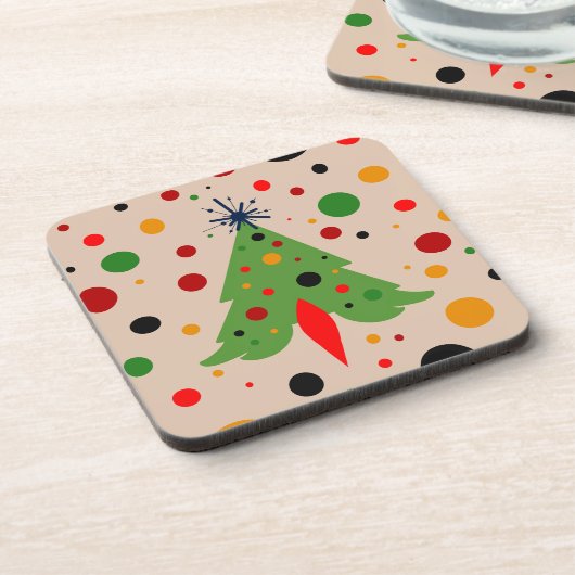 Midden eeuw moderne kerstboom retro raket bier onderzetter (Linkerzijde)